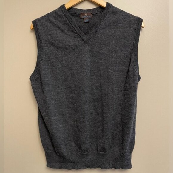 Toscano 100% Merino Wool Sweater Vest Grey Large - Picture 1 of 3